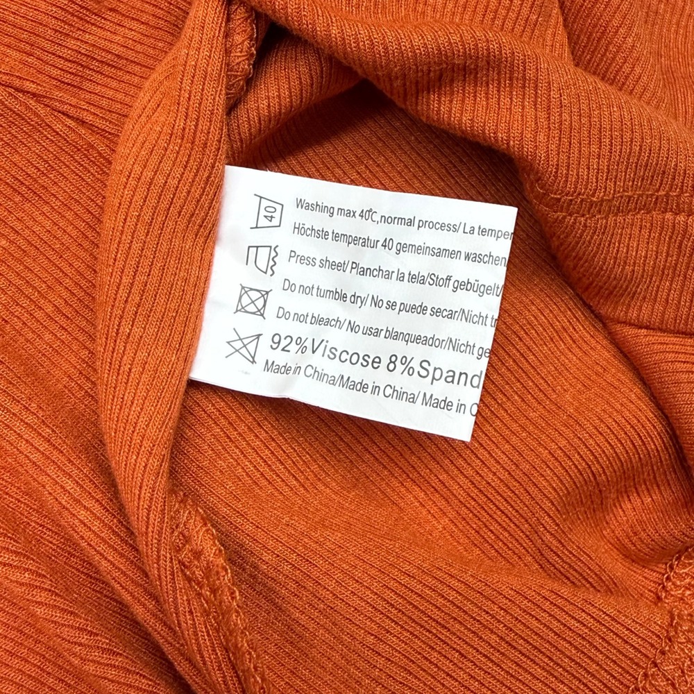 Womens Burnt Orange Ribbed Long Sleeve Henley Top XL HF-000034 - Picture 11 of 11